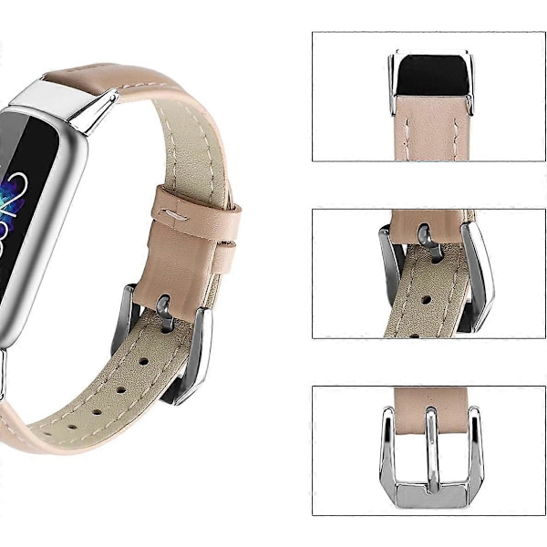 Läderarmband till Fitbit Luxe, Storlek:l White S
