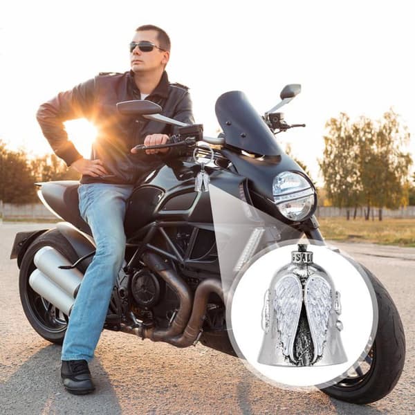 Guardian motorcykelklokker - 2 stk, rustfrit stål, skytsengel - Sølv - Velegnet til motorcykler