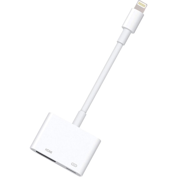 Digitaalinen AV-sovitin Lightning-HDmi-sovitin 1080p Lightning-latausportilla tietyille iPhone-, iPad- ja iPod-malleille sekä TV-näytön projektori (white