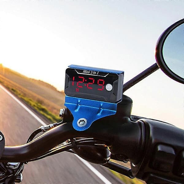 Vattentät Digital Klocka & Termometer & Voltmätare Motorcykel Red