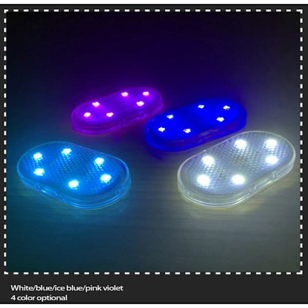 2 stk. USB-opladning Bil Interiør Atmosfære Lys Læselampe LED Tryksensor Isblå