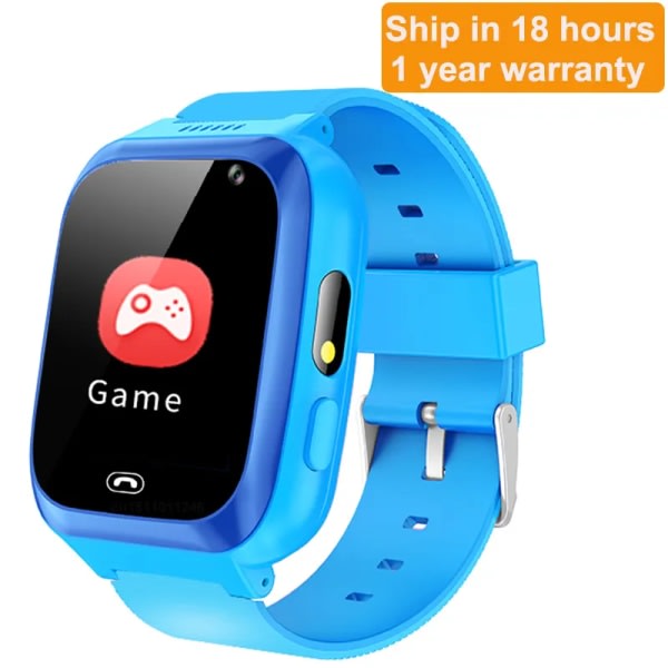 Spel Smart Watch Barn Telefonsamtal Musik Spela ficklampa 6 spel med 1GB SD-kort Smartwatch Watch för pojkar Flickor Presenter Blå med originalkartong
