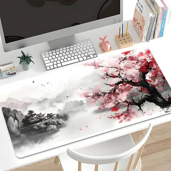 Gamingmusematte, XXL Hvit Musematte 900x400x2, Manga Musematte, Sklisikker Naturgummibase