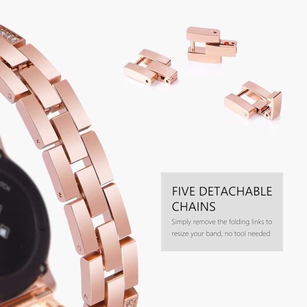 Yhteensopiva Galaxy Watch -rannekkeen kanssa 20 mm naiset Bling Metal Bracelet Galaxy Watch 7/6/5/4 -rannekkeelle Rose gold