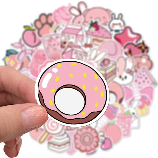 50 kpl Pink Cute -tarrapaketti, Vedenkestäviä itseliimautuvia vinyylitarroja tarroja lehtiöihin päiväkirjoihin tytöille teineille (erilaisia kuvioita)