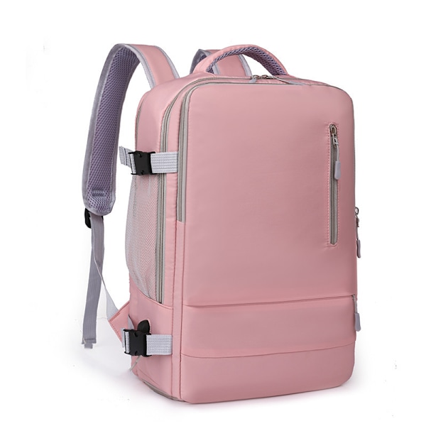 Vedenpitävä business-reppu miehille ja naisille, laajennettava matkalaukku kannettavalle tietokoneelle, suuri kapasiteetti 15,6 tuumaa Pink