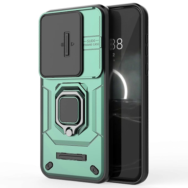 Til Huawei Pura 70 Pro / Pura 70 Pro+ Støtteben Etui Skyde Linse Beskyttelse PC+TPU Telefon Cover Green