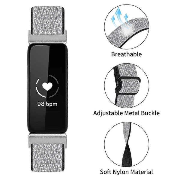 Til Fitbit Inspire 3 Wave Shape Vævet Nylon Smartwatch Rem Erstatningsarmbånd Multicolor Style B