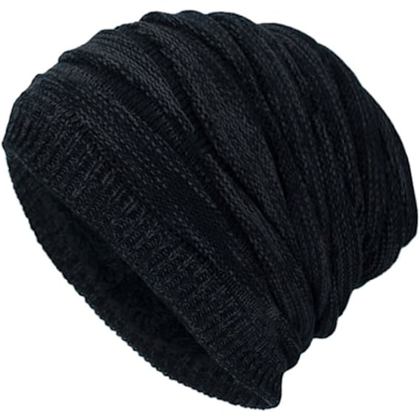 Winter Beanie Hat Men Warm Knit Long Slouch Skull Cap Thermal with Soft Fleece Lining