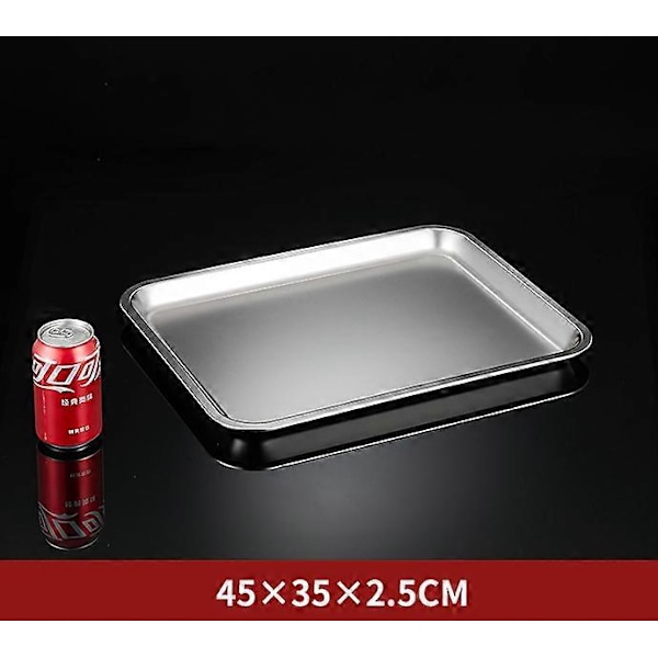 304 rustfritt stålbrett, rektangulær ren flat bunn firkantet plate, kommersiell kjøkken bakefiskplate, fortykket dampet risplate O-style L45 W35  H2flat bottom
