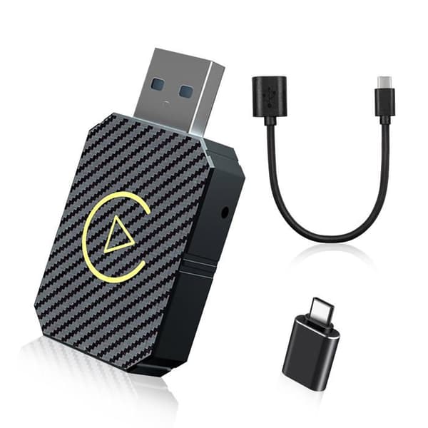 2-i-1 Trådløs CarPlay/Android Auto Adapter - USB C/A Plug&Play - iOS10+/Android11+ - Bluetooth/Assistent