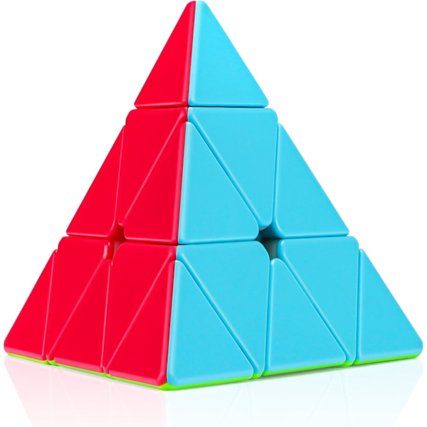 3x3 3x3x3 Pyramid Cube Smidig Hastighets-Pyraminx Magisk Kub 3D Pussel Hjärngåta Strumpfyllnad för Barn och Vuxna Stickerless