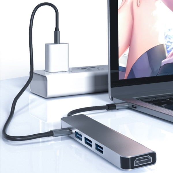 Udvidelsesdocking alt-i-en Hub Type c til HDMI 4k USB til bærbar mobiltelefon - perfekt