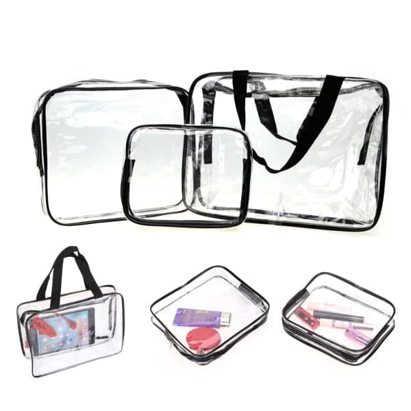 3-pack Transparenta Toalettväskor Sminkväska Transparent