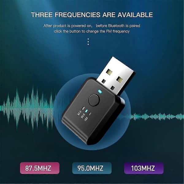 Trådløs Bluetooth 5.1 Bil FM-sender med USB-lader, håndfri samtale og musikkstrømming for bil
