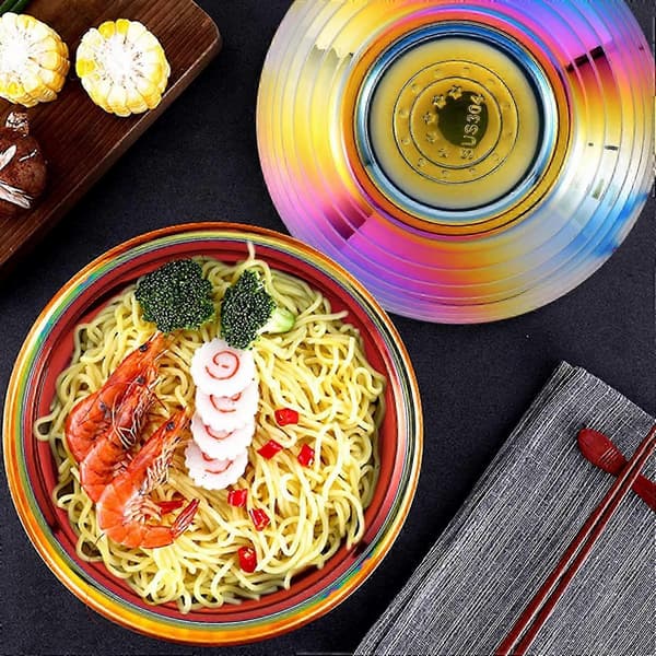 Rund Nudelskål til Ramen Skål Rustfrit Stål Regnbue Nr.0