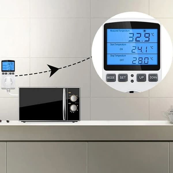 Instickstermostat, insticksvärme-/kyltemperaturregulator för kylskåp.