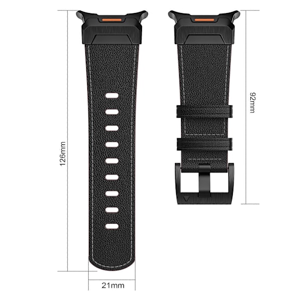 Äkta Läderarmband i Ko Läder för Samsung Galaxy Watch Ultra 47mm - Minimalistisk Sportrem Dark Brown