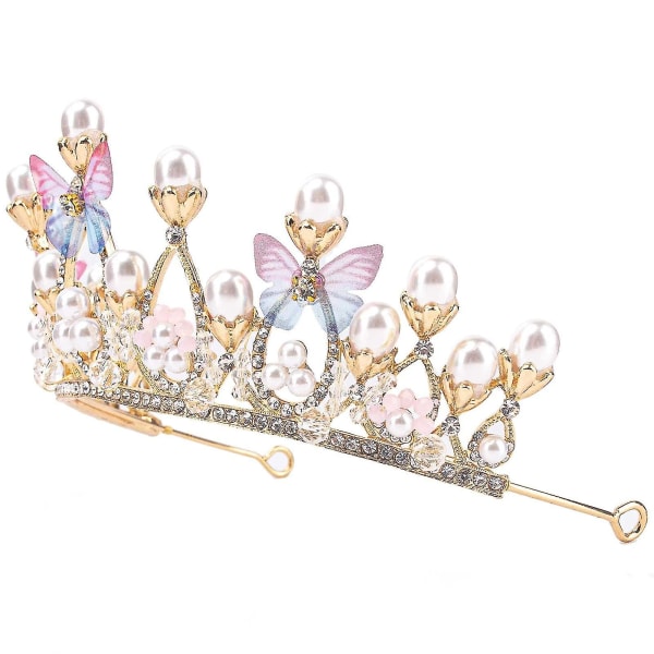 Prinsessan Tiara Kristalli Perhonen Osa Lasten Prinsessan Tiara Kruunusetti Tyttöjen Pukeutumisjuhlat Tarvikkeet (14.*6.7cm)