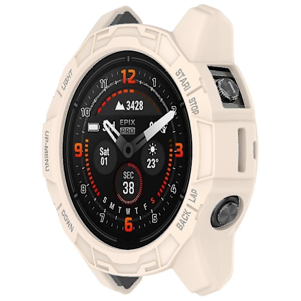 TPU Klokkeveske for Garmin Epix Pro (gen 2) 47mm/fenix 7 Pro/fenix 7, Anti-ripe Hul Deksel o Starlight