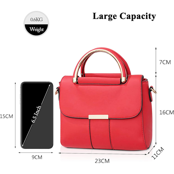 Elegant dametaske, crossbody telefonpung, PU-læder dametaske, mobiltelefonpung Rojo