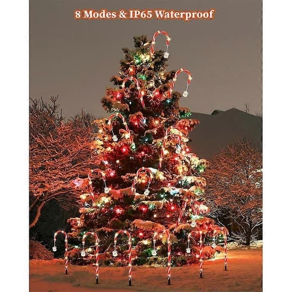 Julepynt Godteristokklys, 84LED Solcelledrevne Julelys Utendørs Vanntett 6pcs