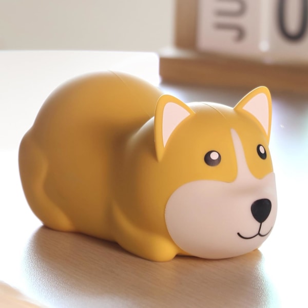 Corgi Night Light for Kids, Rechargeable Silicone LED Dog Lamp, Dimmable Baby Night Light, Touch Night Lamp, Decor