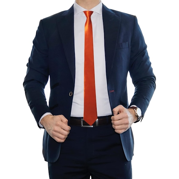 Herrar Slips Solid Färg Halsduk för Män Bröllop Business Formell Slipsar Orange