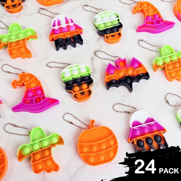 24 Pakk Halloween Mini Fidget Sensory Pop Leke for Barn Gutter Jenter Halloween Partygaver Halloween Godteriposer Gaver