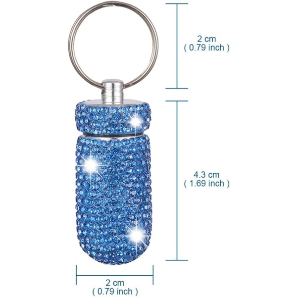 Galaxy Glitter Mini Pill Box Bärbar Aluminium Vattentät Kapsel Förvaringsbox Nyckelring (Vit) Vit