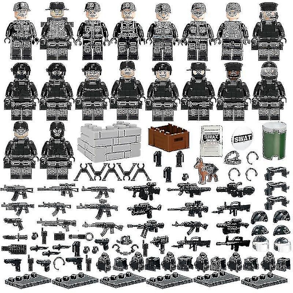 Sæt med 18 Minifigurer Militær Serie Skurk Mini Figurer Byggeklodser Legetøj