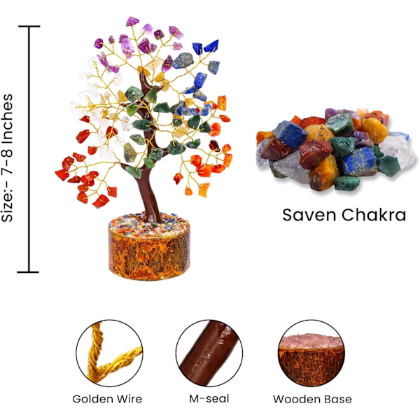 Chakra-tre - Krystalltre - Helbredende Krystalltre - Krystall Livets Tre - Pengeslyng - Hjemmekontor Dekor - Spirituell Gave - Lykketre