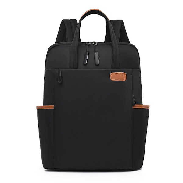 Enkel Dam Arbete Ryggsäck Laptop Handväska Casual Lättviktig Axelremsryggsäck Stor Kapacitet Rese-dagsryggsäck med Bagagerem Black