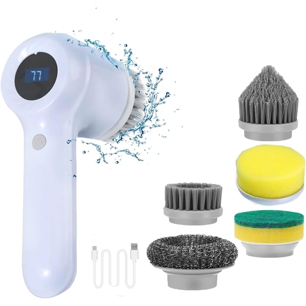 Electric cleaning brush, electric spin brush, electric cordless spin brush with 5 replaceable handheld electric shower brushes