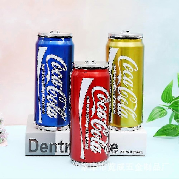 Kaesi350ml 500ml Rostfritt Stål Utomhus Bil Isolerad Sugrör Cola Burk Flaska Mugg Blue 350ml