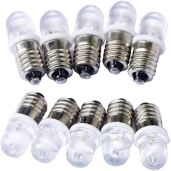 10 stk. E10 12V Spot LED-pærer Varmhvit