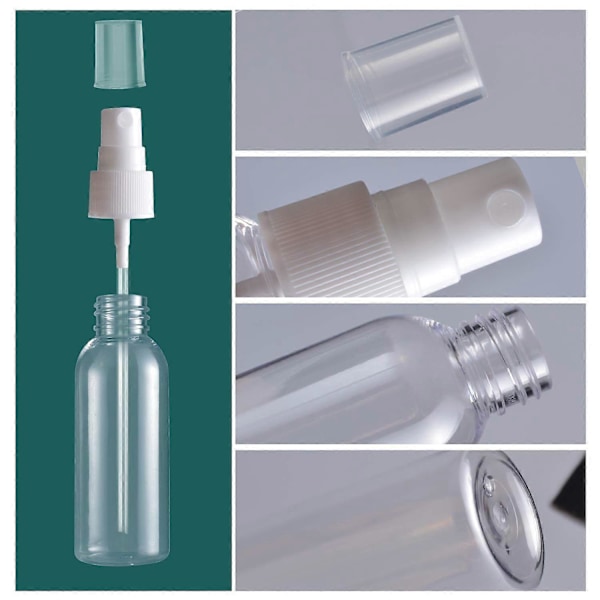 12 st Sprayflaskor, Klar Tom Fin Mist Plast Mini Reseflaska Set, Små Påfyllningsbara Vätskebehållare 5ml