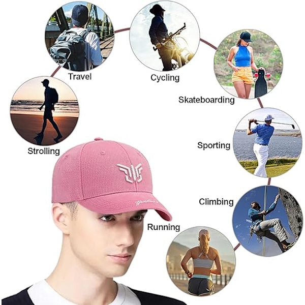 Baseballcaps for menn med justerbar spenne, Unisex Peaket Broderi Pustende Sommer Solhatt Sportscaps for Utendørs Casual Coton Trucker Hip Hop Pink