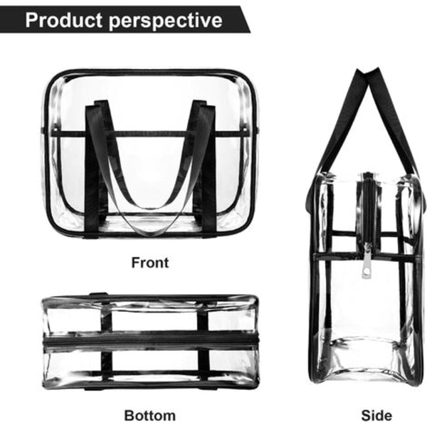 Stor genomskinlig kosmetikaväska Transparent toalettväska Tjock PVC-väska Transparent dragkedja blöjväska Strandväska (svart)