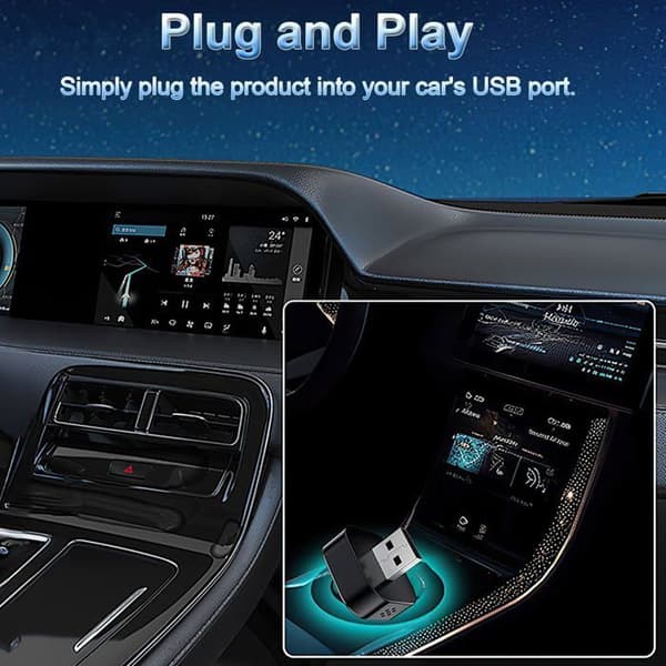 2-i-1 Trådløs CarPlay Adapter - Konverterer Kablet til Trådløs - Android Auto - Stabil
