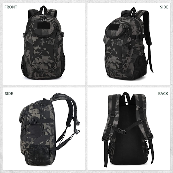 25L Taktisk Militær Dagsekk Molle Ryggsekk Angrepsryggsekk Skoleveske Dagsekk for Camping Vandring Sykling Trekking Camo-25l