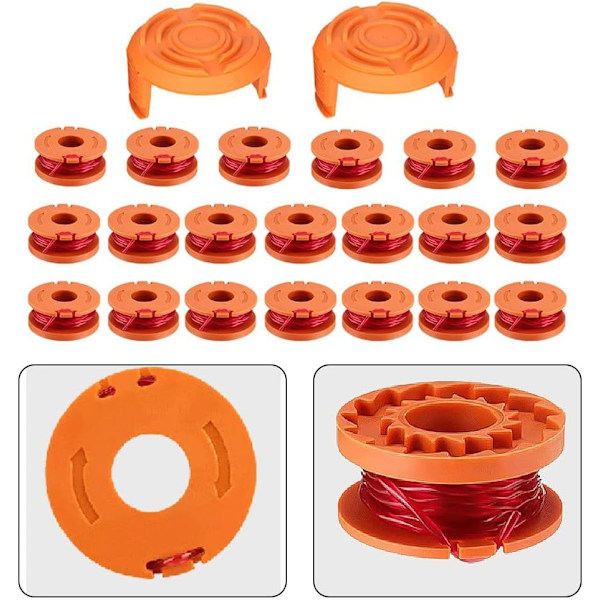 20 stk. spoler med 2 hetter for URPIZY gressklipper, passer til Worx WA0010 WG154 WG163 WG180 WG184