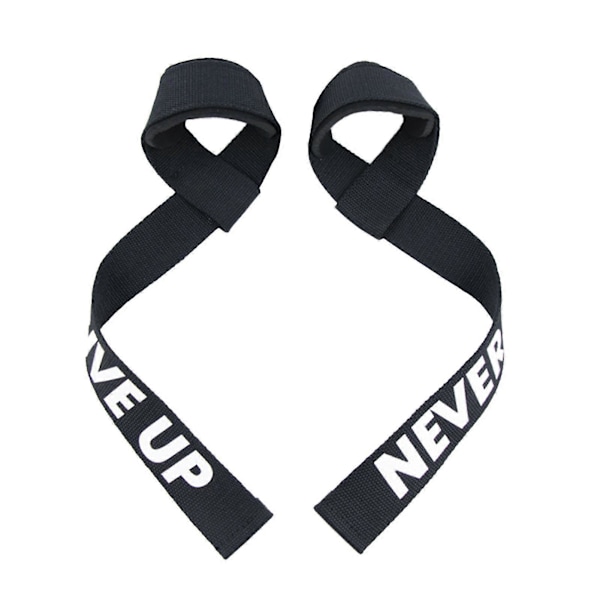 Viktlyftningsremmar Vadderade Handledsstyrka Träningsstöd Marklyftsremmar För Män Black NEVER GIVE UP 2pcs