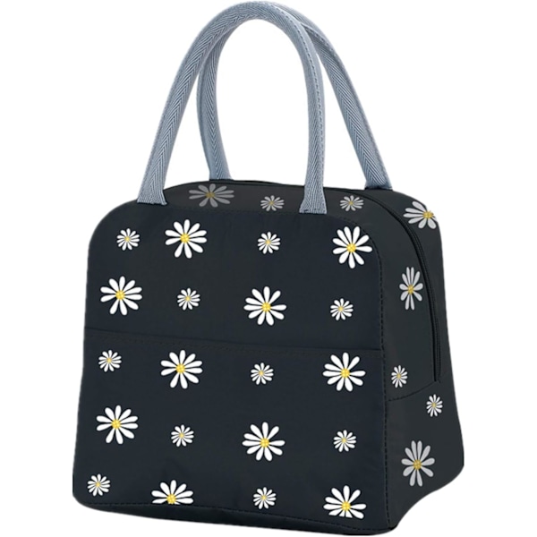 1 kpl Eristetty Lounaskassi, Kannettava Lämpö Lounaskassit Kylmälaukku Daisy-Kuvio Lounasrasia Järjestäjä Tote Bag Black