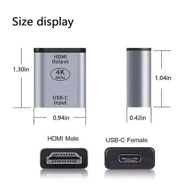 USB 3.1 Gen 2 USB-C Hunn til HDMI 2.0 Hann Adapter 4K 60Hz Skjermkonverter jy