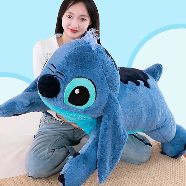 45/60/80cm Stitch Dukke Disney Plys Legetøj Plys Fyldt Dukke Blød Pude Prone Holdning Mørk/Lyseblå Sød Legetøj Gave Lilo Stitch-60cm