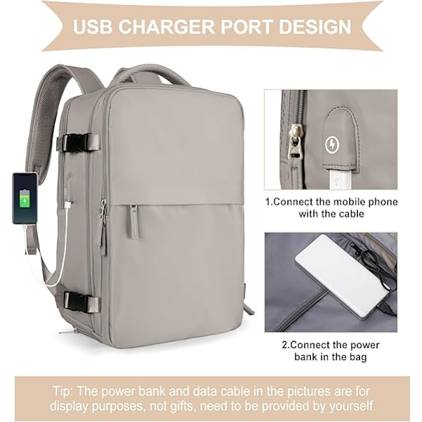 Ryanair Dame Reisevesker Håndbagasje Flyreise Koffert Kabin 45x36x20 Laptop Ryggsekk med USB-kabel Carmelo Kabin Ryggsekk for Par Purple