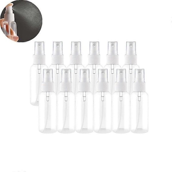 12 stk. Sprayflasker, Klar Tom Fin Tåke Plast Mini Reiseflaskesett, Små Påfyllbare Væskebeholdere 50ml