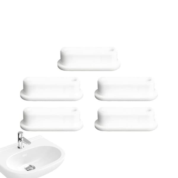 Sæt med 5 silikone overløbspropper til vaske, rund/oval tætning til køkken og badeværelse