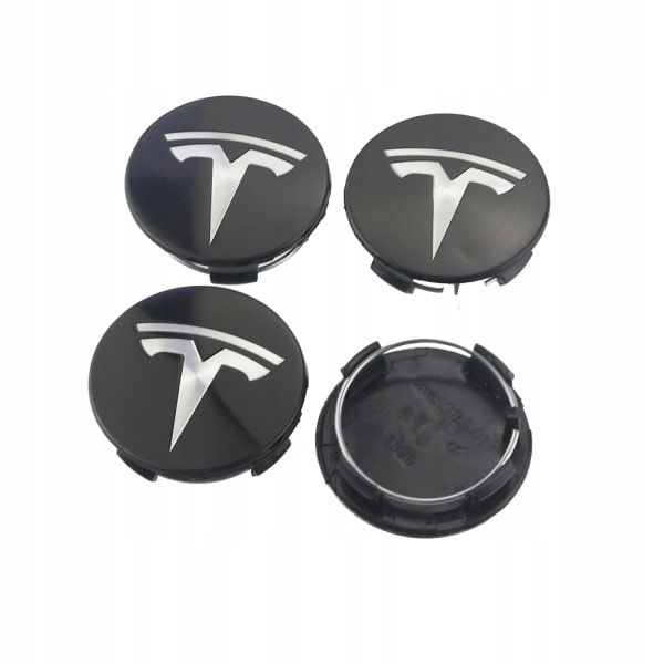 4-Pack - Tesla Navkapslar / Hjulnavsemblem Svart/röd
